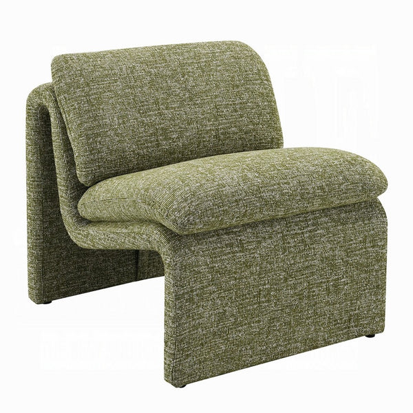 Kami Accent Chair, Curved Open Base, Armless Modern Green Boucle -BM333953