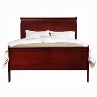 Zyna Twin Bed, Sleigh Design, Low Profile Footboard, Cherry Brown Pine - BM333961