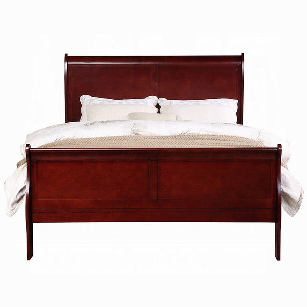 Zyna Twin Bed, Sleigh Design, Low Profile Footboard, Cherry Brown Pine - BM333961