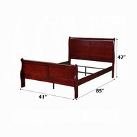 Zyna Twin Bed, Sleigh Design, Low Profile Footboard, Cherry Brown Pine - BM333961