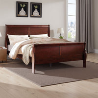 Zyna Twin Bed, Sleigh Design, Low Profile Footboard, Cherry Brown Pine - BM333961