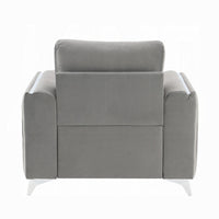 Wiena Accent Chair, Contemporary Chrome, Pleated Gray Velvet 79 Inch - BM333974