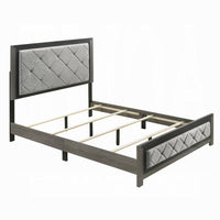 Joho Queen Bed with Gray Diamond Button Tufted Upholstery, Modern Gray - BM333978