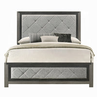 Joho Queen Bed with Gray Diamond Button Tufted Upholstery, Modern Gray - BM333978