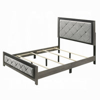Joho Queen Bed with Gray Diamond Button Tufted Upholstery, Modern Gray - BM333978