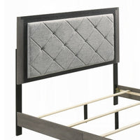 Joho Queen Bed with Gray Diamond Button Tufted Upholstery, Modern Gray - BM333978