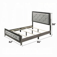 Joho Queen Bed with Gray Diamond Button Tufted Upholstery, Modern Gray - BM333978