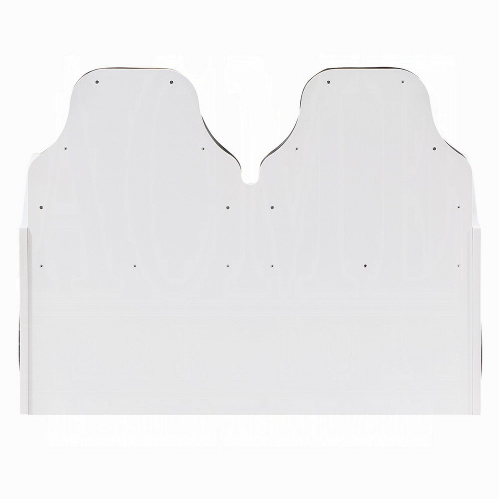 Corey Twin Size White Car Bed, Wheel Trim, Built-In LED, White Wood - BM333979