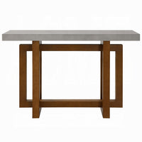 Joshua Sofa Table with Cross Base, Faux Concrete, Brown Wood 47 Inch - BM333986