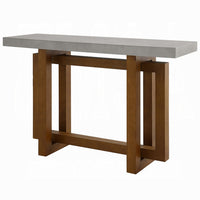 Joshua Sofa Table with Cross Base, Faux Concrete, Brown Wood 47 Inch - BM333986