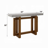 Joshua Sofa Table with Cross Base, Faux Concrete, Brown Wood 47 Inch - BM333986