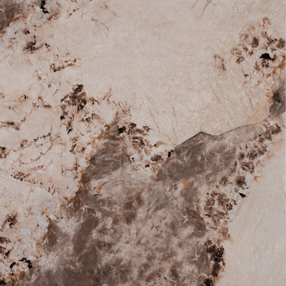 Itah Coffee Table, Faux Marble Details, White Brown 36 Inch Square - BM334006