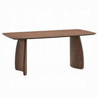 Hamza Rectangular Dining Table, Curved Wood Base, Walnut Brown 71 Inch - BM334010