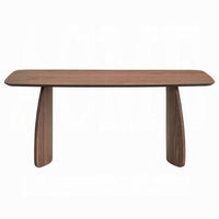 Hamza Rectangular Dining Table, Curved Wood Base, Walnut Brown 71 Inch - BM334010