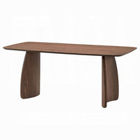 Hamza Rectangular Dining Table, Curved Wood Base, Walnut Brown 71 Inch - BM334010