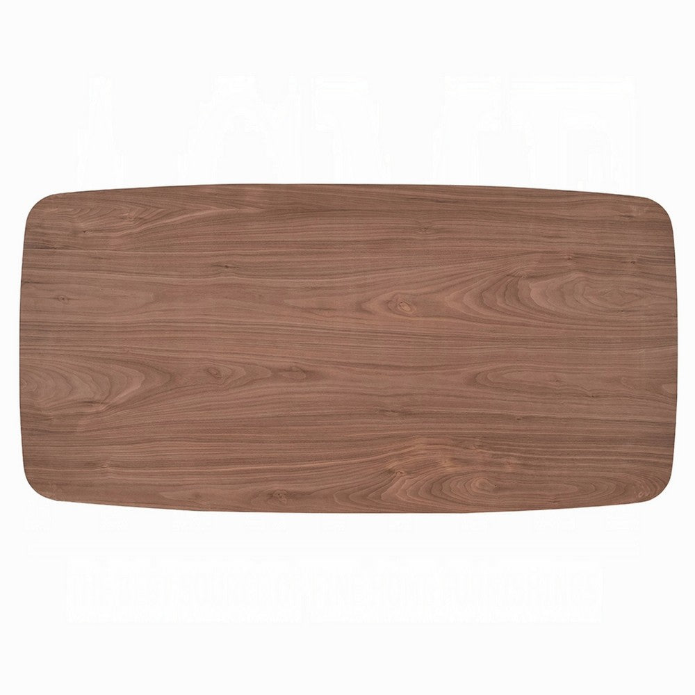 Hamza Rectangular Dining Table, Curved Wood Base, Walnut Brown 71 Inch - BM334010