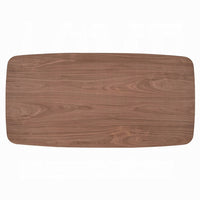 Hamza Rectangular Dining Table, Curved Wood Base, Walnut Brown 71 Inch - BM334010
