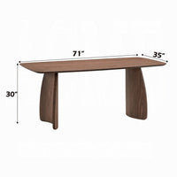 Hamza Rectangular Dining Table, Curved Wood Base, Walnut Brown 71 Inch - BM334010
