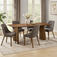 Hamza Rectangular Dining Table, Curved Wood Base, Walnut Brown 71 Inch - BM334010