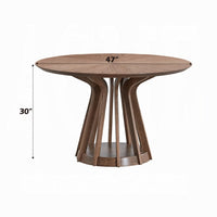 Koen Round Dining Table, Scandinavian Style, Walnut Brown Wood 47 Inch - BM334011