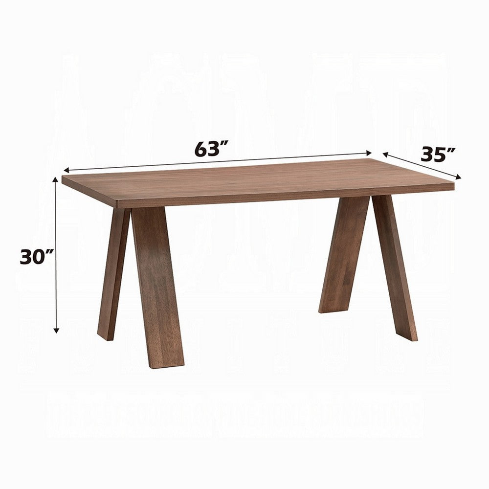 Nory Rectangular Dining Table, Scandinavian Walnut Brown, 63 Inch - BM334012