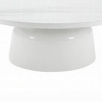 Zayn Round Coffee Table, Pedestal Base, White Faux Marble, 40 Inch - BM334013