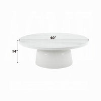 Zayn Round Coffee Table, Pedestal Base, White Faux Marble, 40 Inch - BM334013