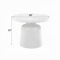 Zayn Round End Table with Pedestal Base, White Faux Marble, 22 Inch - BM334014