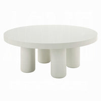 Sana Round Coffee Table with 4 Round Legs, Modern White Finish 35 Inch - BM334015