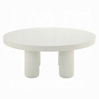 Sana Round Coffee Table with 4 Round Legs, Modern White Finish 35 Inch - BM334015