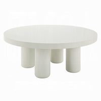 Sana Round Coffee Table with 4 Round Legs, Modern White Finish 35 Inch - BM334015
