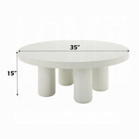 Sana Round Coffee Table with 4 Round Legs, Modern White Finish 35 Inch - BM334015