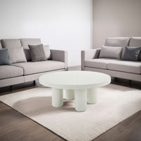 Sana Round Coffee Table with 4 Round Legs, Modern White Finish 35 Inch - BM334015