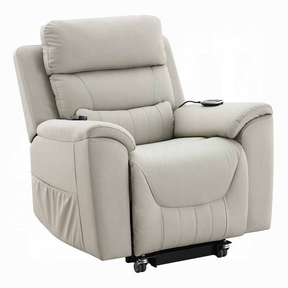 Arshie Power Lift Recliner Chair, Heating n Massage, Gray Faux Leather - BM334017