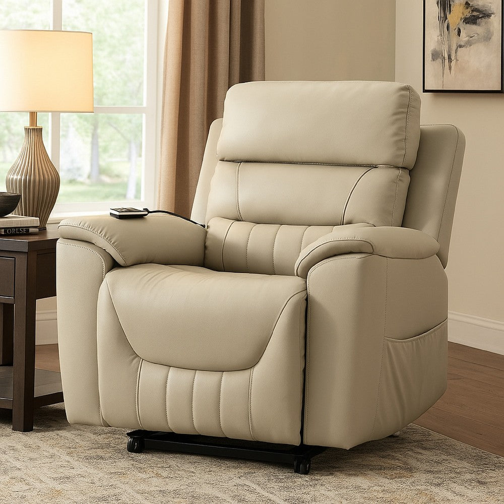 Arshie Power Lift Recliner Chair, Heating n Massage, Gray Faux Leather - BM334017