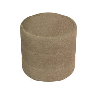 Modern Storage Ottoman, Brown Boucle Seat Cushion, 18 Inch Round -BM334033