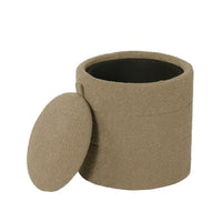 Modern Storage Ottoman, Brown Boucle Seat Cushion, 18 Inch Round -BM334033