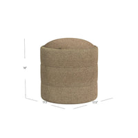 Modern Storage Ottoman, Brown Boucle Seat Cushion, 18 Inch Round -BM334033