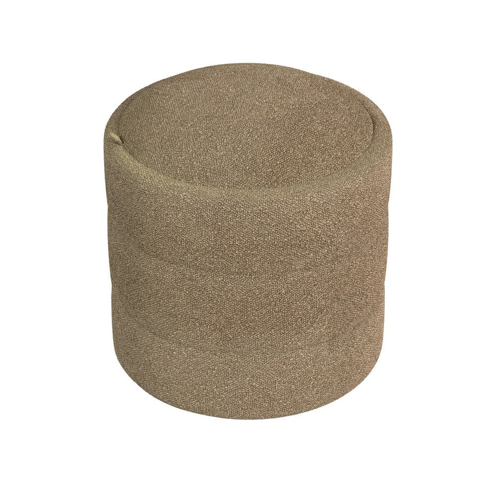 Modern Storage Ottoman, Brown Boucle Seat Cushion, 18 Inch Round -BM334033