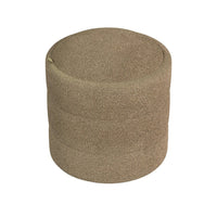 Modern Storage Ottoman, Brown Boucle Seat Cushion, 18 Inch Round -BM334033
