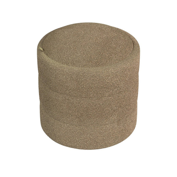 Modern Storage Ottoman, Brown Boucle Seat Cushion, 18 Inch Round -BM334033