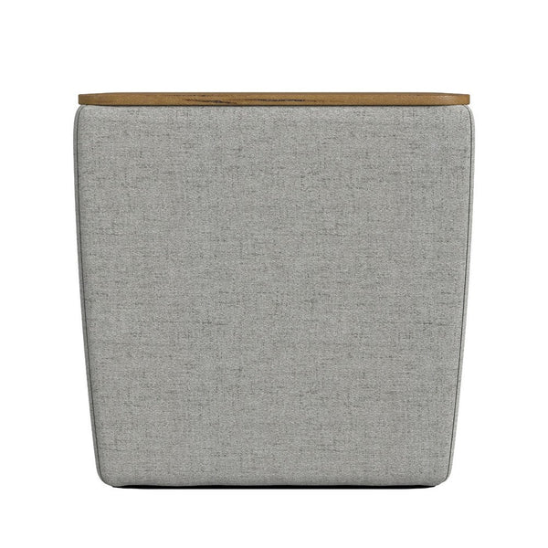 Mody Storage Ottoman, Gray Upholstery, 19 Inch Brown Wood Lift Top -BM334035