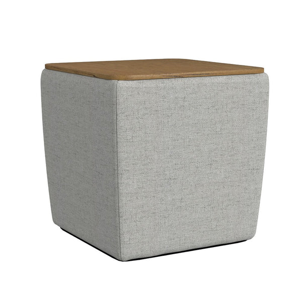 Mody Storage Ottoman, Gray Upholstery, 19 Inch Brown Wood Lift Top -BM334035