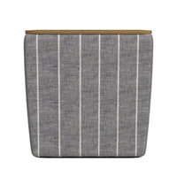 Mody Storage Ottoman, Gray Stripe Fabric, 19 Inch Brown Wood Lift Top -BM334036
