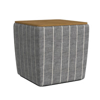 Mody Storage Ottoman, Gray Stripe Fabric, 19 Inch Brown Wood Lift Top -BM334036