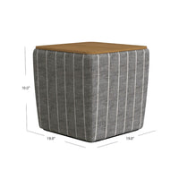 Mody Storage Ottoman, Gray Stripe Fabric, 19 Inch Brown Wood Lift Top -BM334036