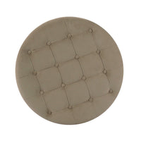 Jo Storage Ottoman, 28 Inch Round Tufted Lift Top, Fawn Brown Velvet -BM334037
