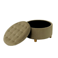 Jo Storage Ottoman, 28 Inch Round Tufted Lift Top, Sage Green Velvet -BM334040