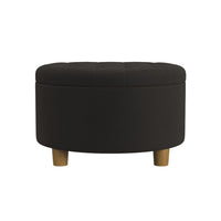 Jo Storage Ottoman, 28 Inch Round Tufted Lift Top, Chocolate Brown -BM334041