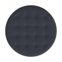 Jo Storage Ottoman, 28 Inch Round Tufted Lift Top, Steel Blue Velvet -BM334042